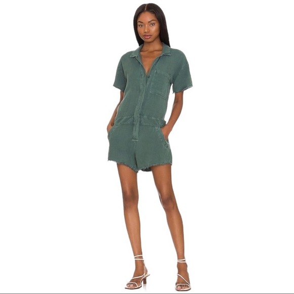 Young Fabulous & Broke Pants - NWT Young Fabulous & Broke YFB Forest Green Felix Short Sleeve Utility Romper, S